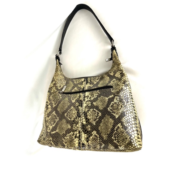 Vintage ‘Danier Leather’ Beige & Black Leather Snake Print Hobo Shoulder Handbag - Picture 8 of 10